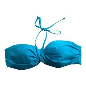 A.Che Turquoise Blue‎ Twist Front Bandeau Halter Bikini Top Small AFT1443S